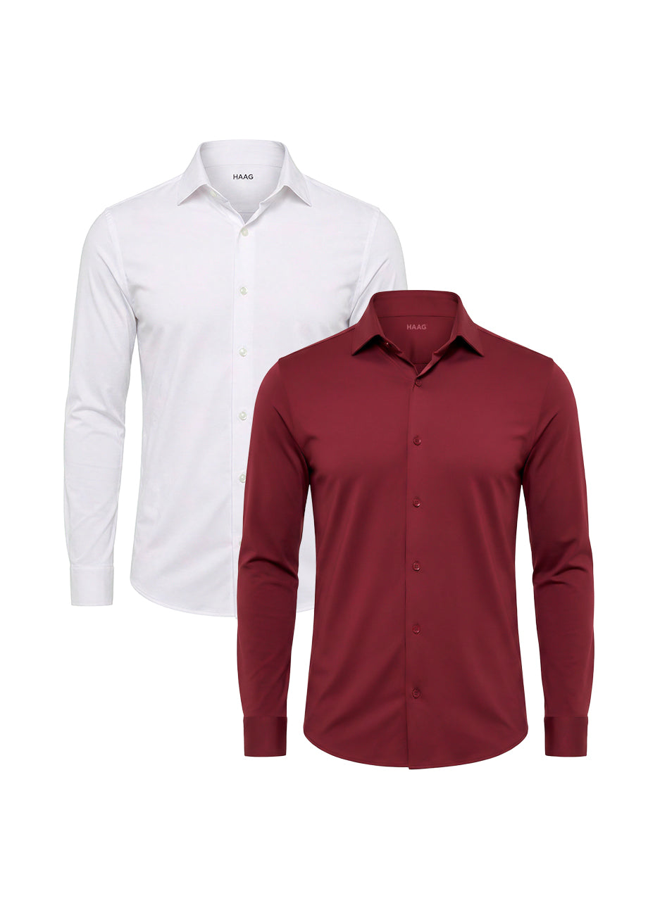 Kit 2 - Camisa Tecnológica - Branca/Vinho