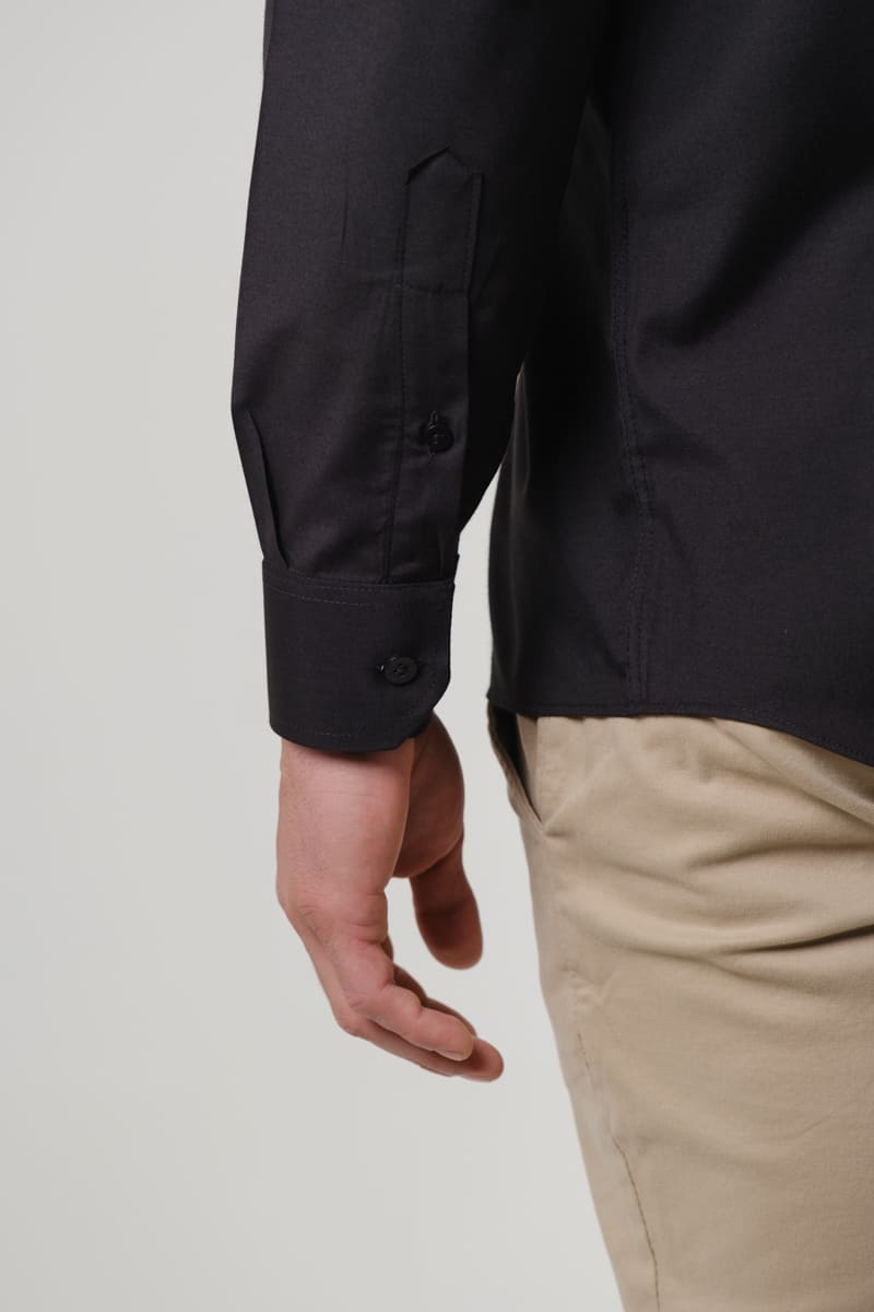 Kit 2 - Camisa Passa Fácil Manga Longa - Preta/Chumbo