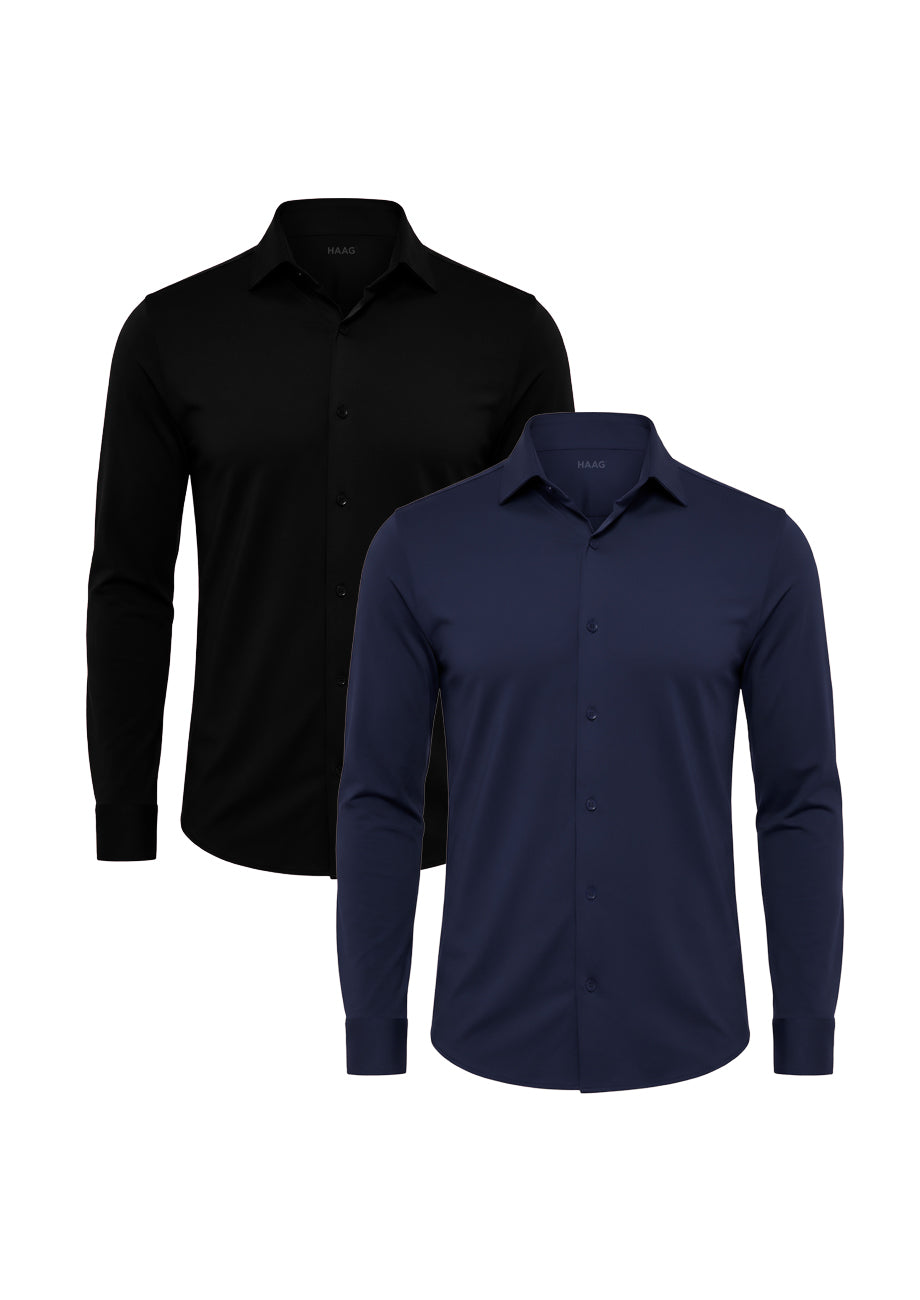 Kit 2 - Camisa Tecnológica - Preta/Azul Marinho