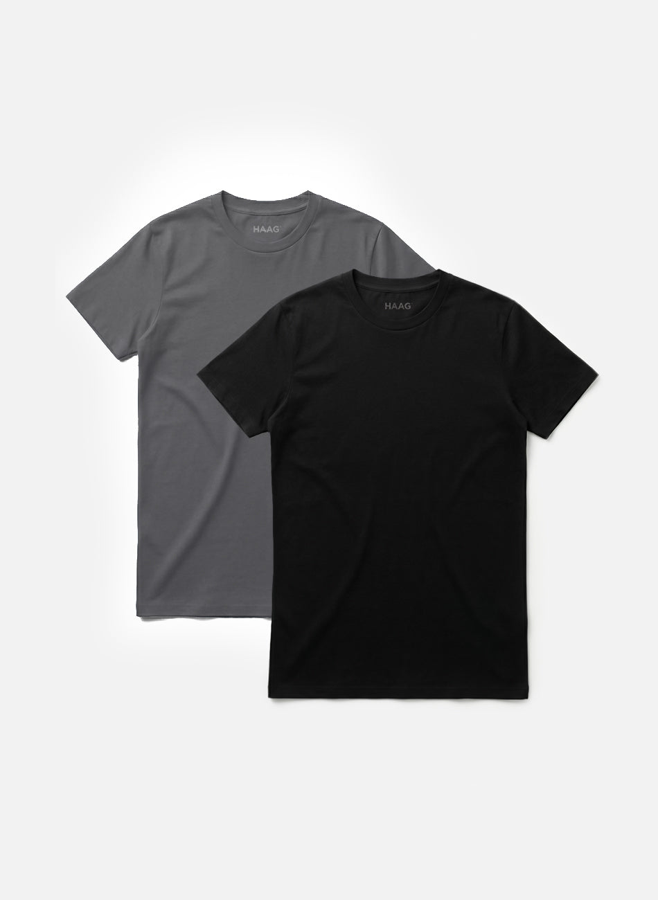Kit 2 - Camiseta Algodão Egípcio - Preto/Cinza