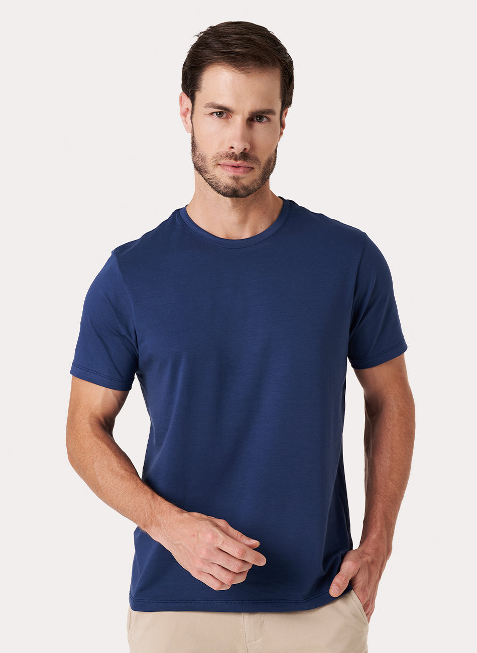 Camiseta Algodão Egípcio - Azul Marinho