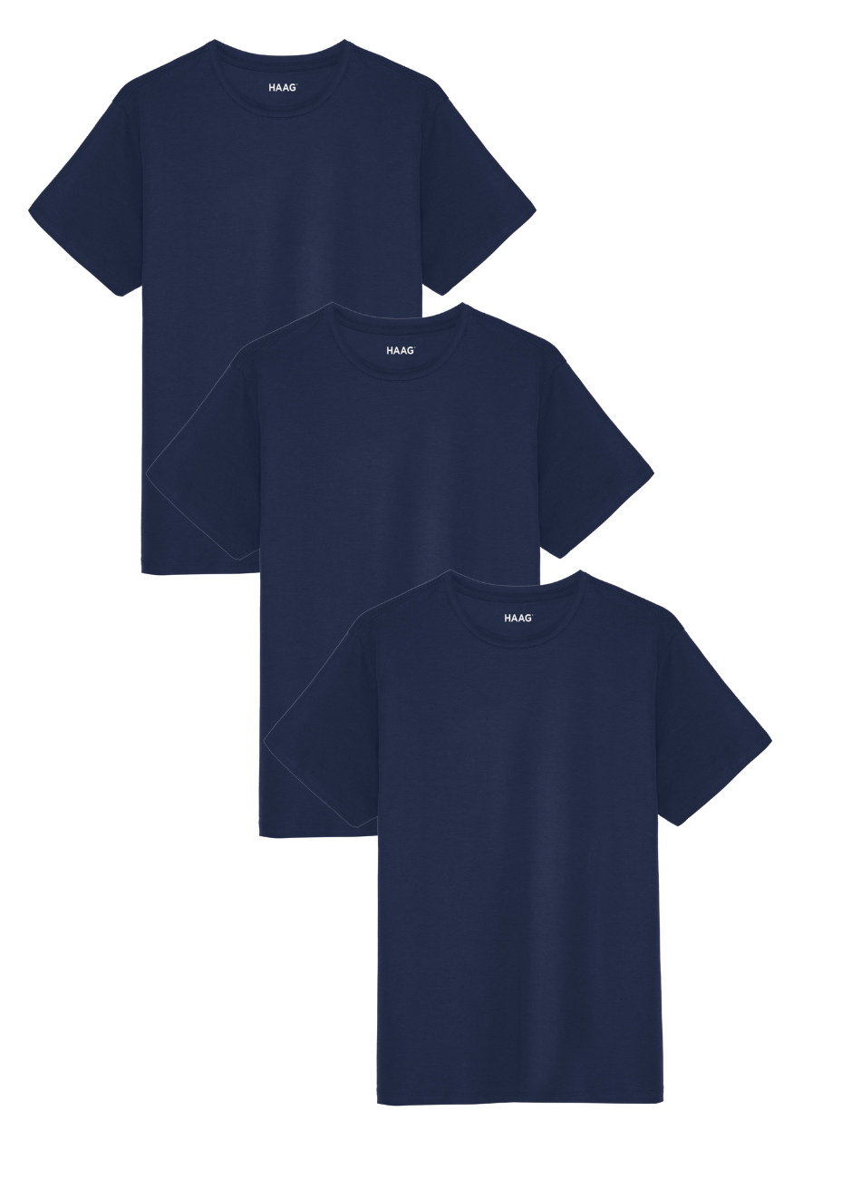 Kit 3 - Camiseta Algodão Egípcio - Azul Marinho