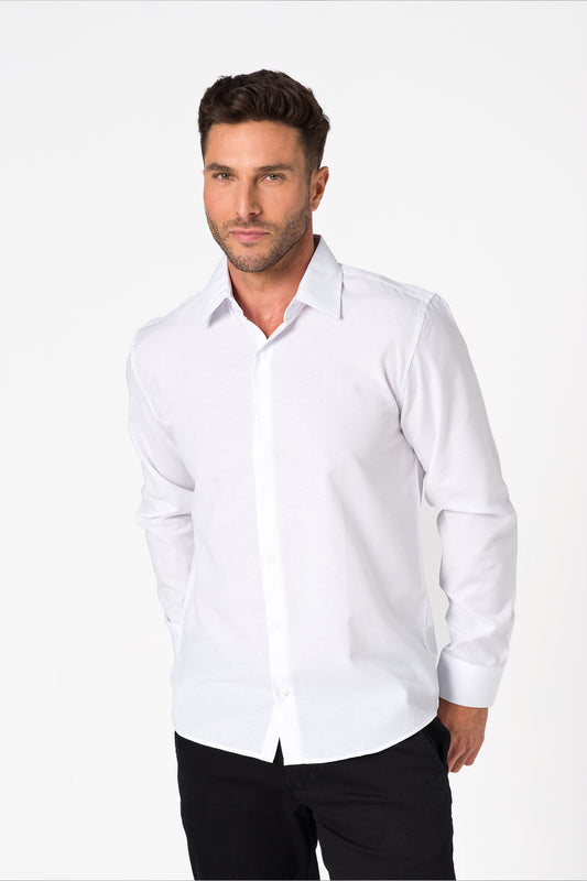 Camisa Passa Fácil Manga Longa - Branca