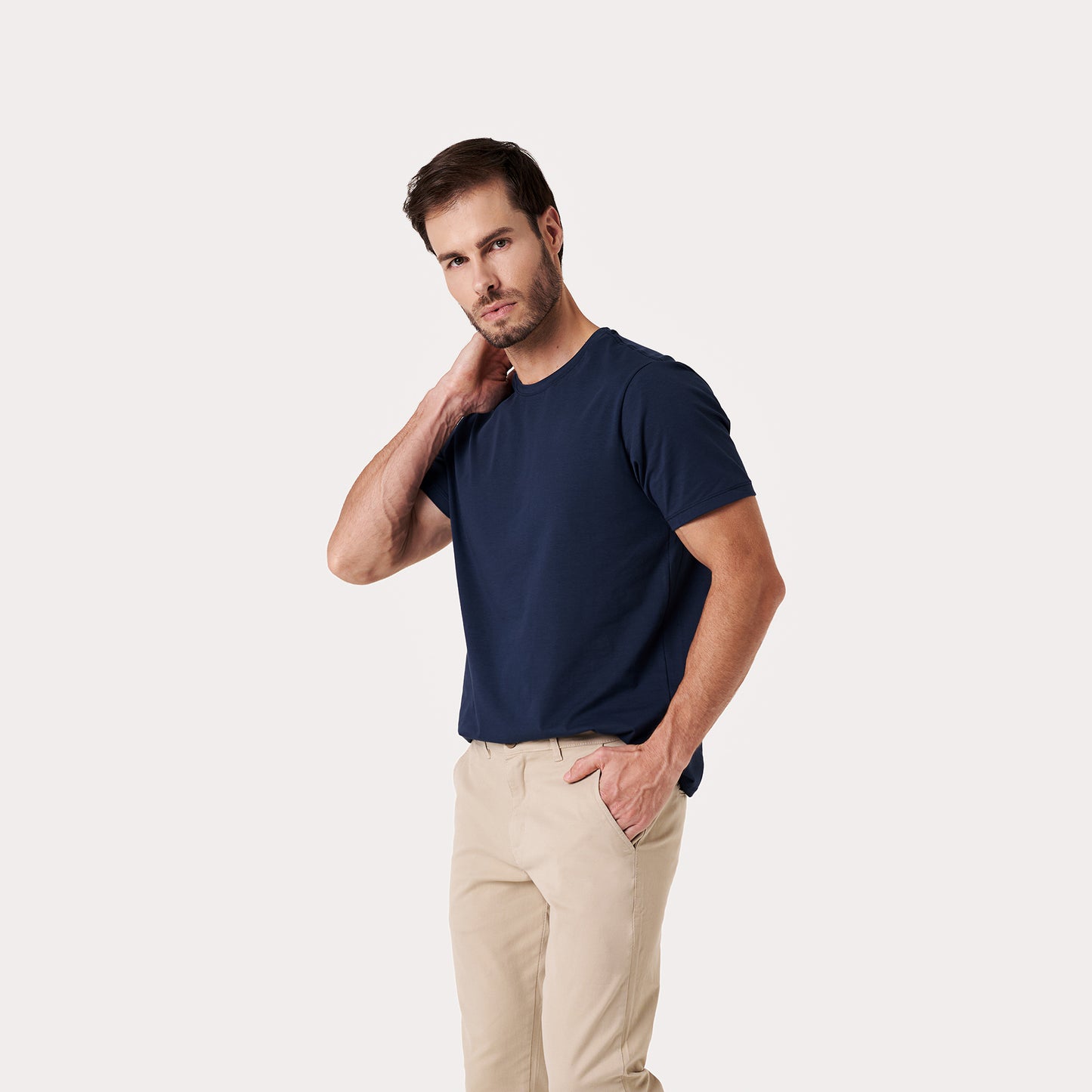 Kit 3 - Camiseta Algodão Egípcio - Branca/Preta/Azul Marinho