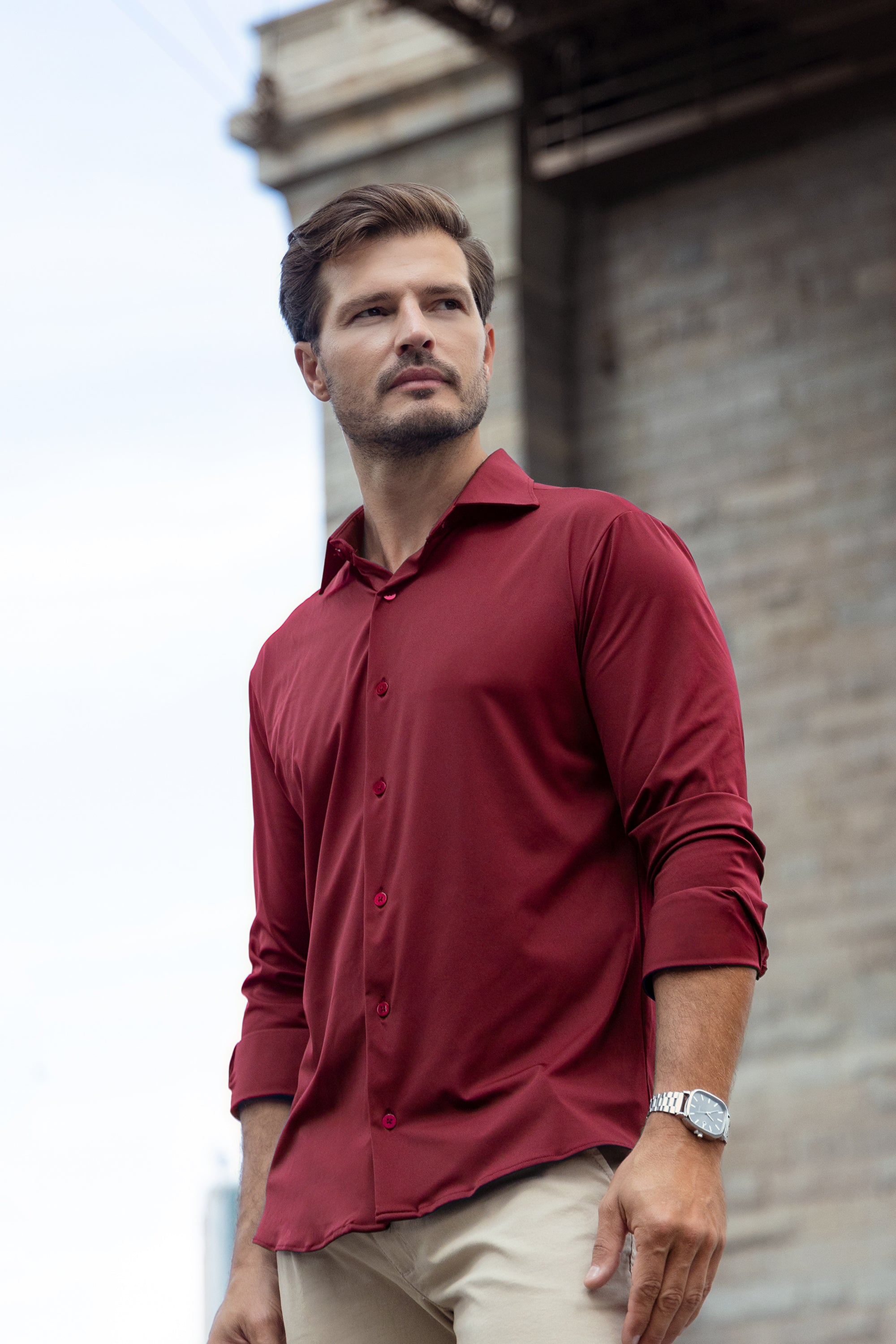 Camisa Tech - Não precisa passar - Vinho