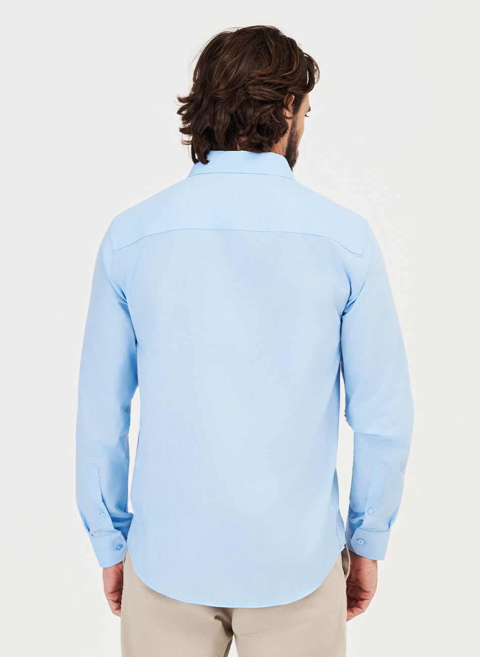 Camisa Passa Fácil Manga Longa - Azul Claro
