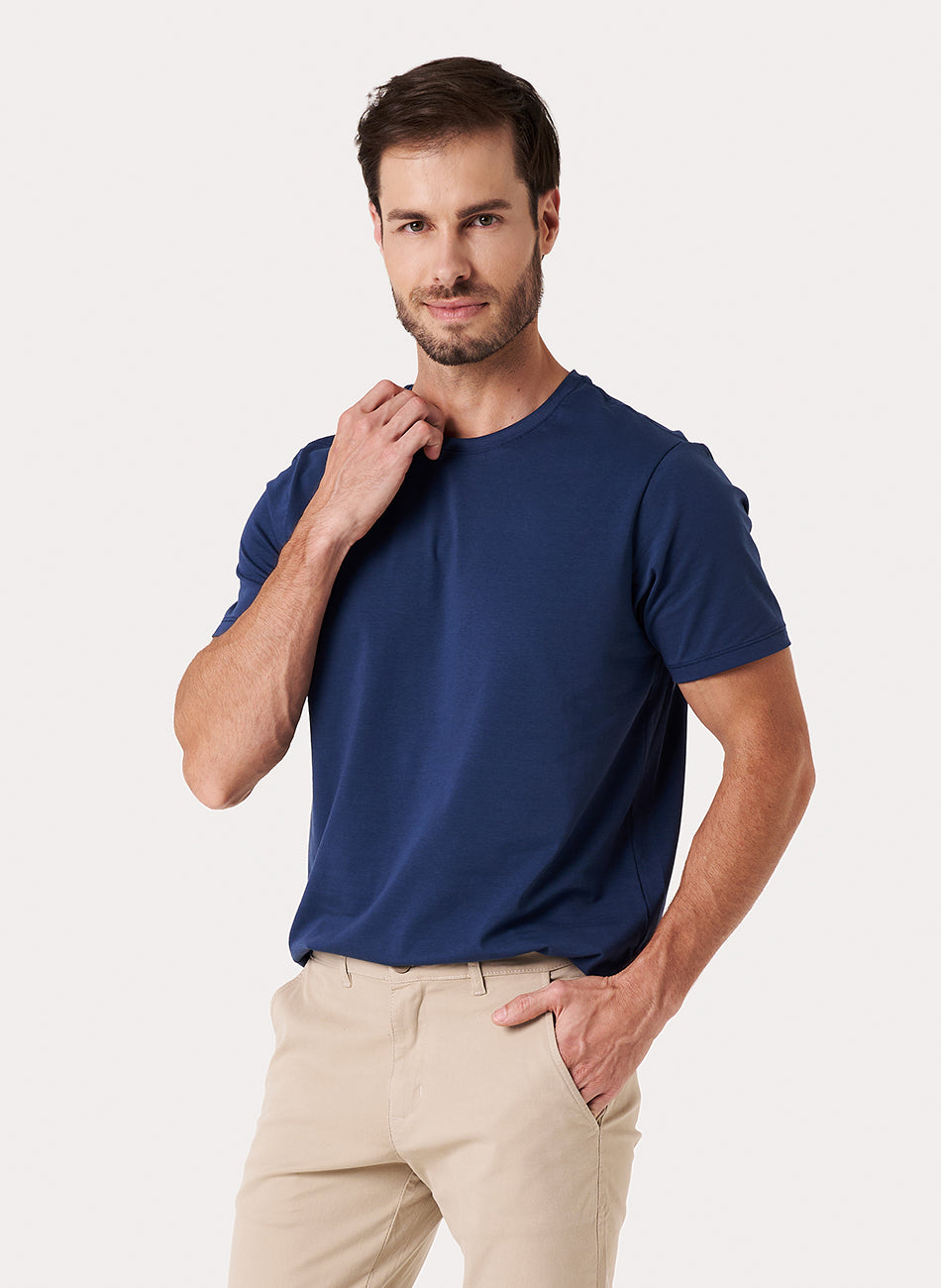 Camiseta Algodão Egípcio - Azul Marinho