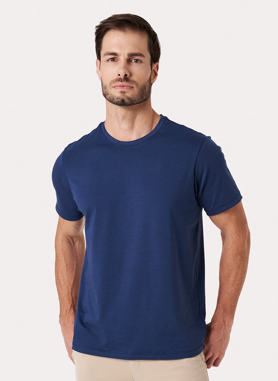 Camiseta Algodão Egípcio - Azul Marinho