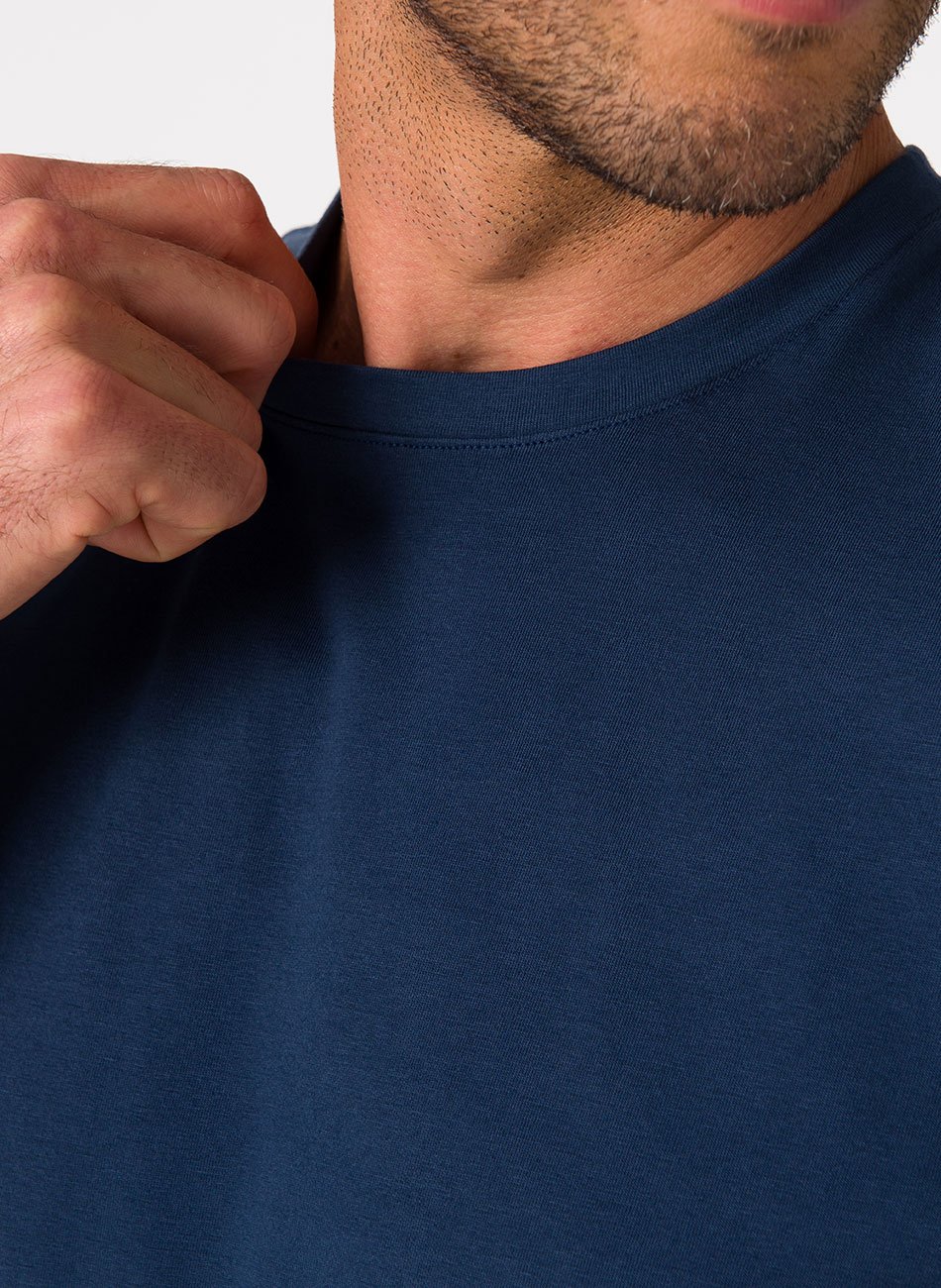 Kit 3 - Camiseta Algodão Egípcio - Branca/Preta/Azul Marinho