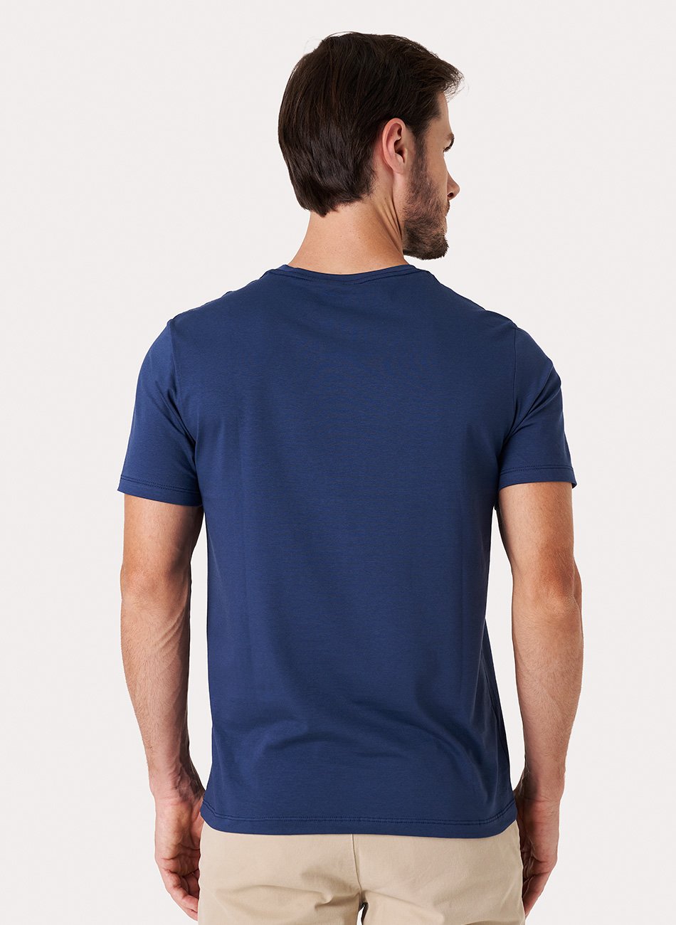 Kit 3 - Camiseta Algodão Egípcio - Branca/Preta/Azul Marinho