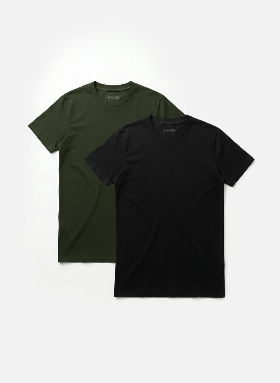 Kit 2 - Camiseta Algodão Egípcio - Preto/Verde