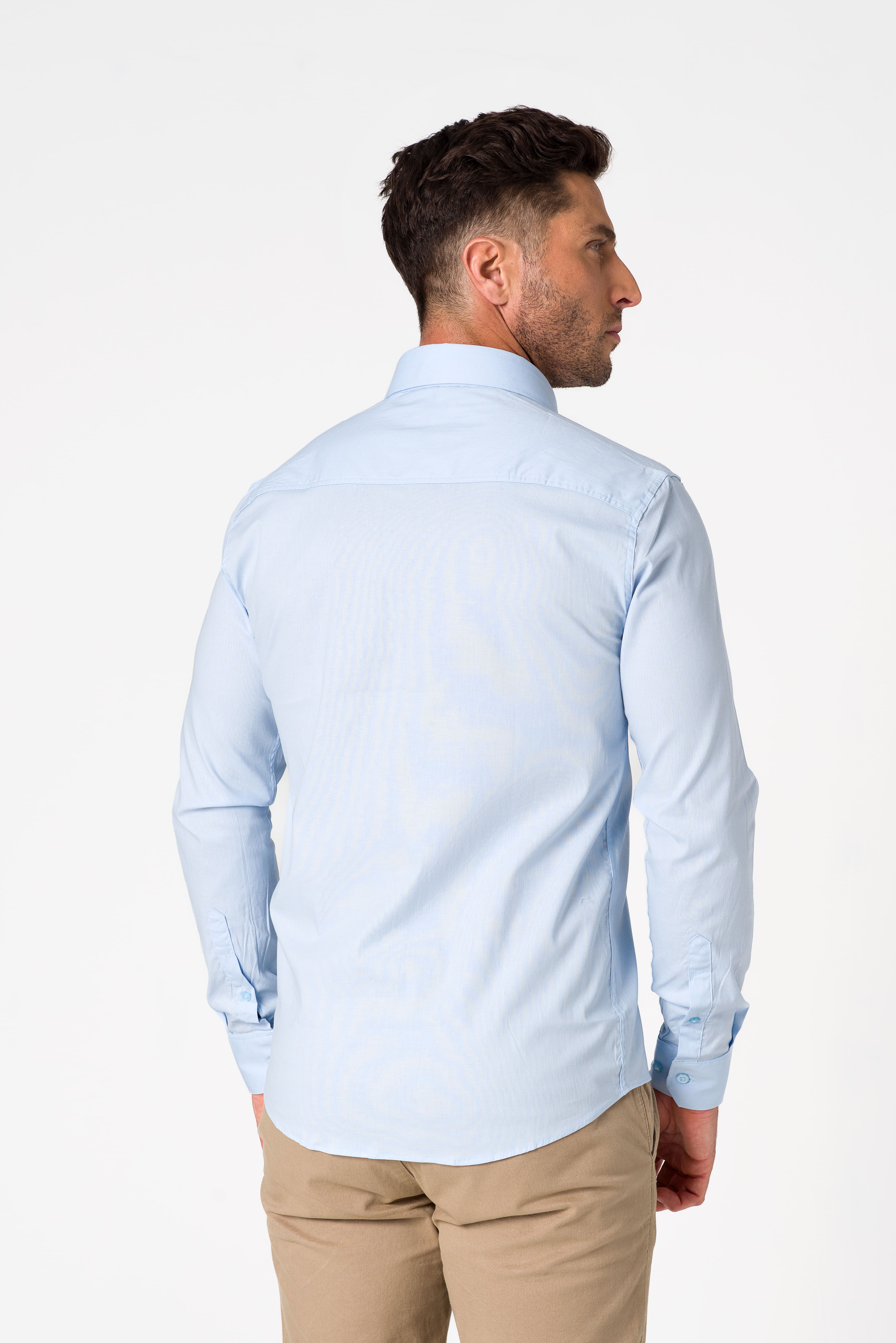Kit 3 - Camisa Passa Fácil Manga Longa - Azul Claro