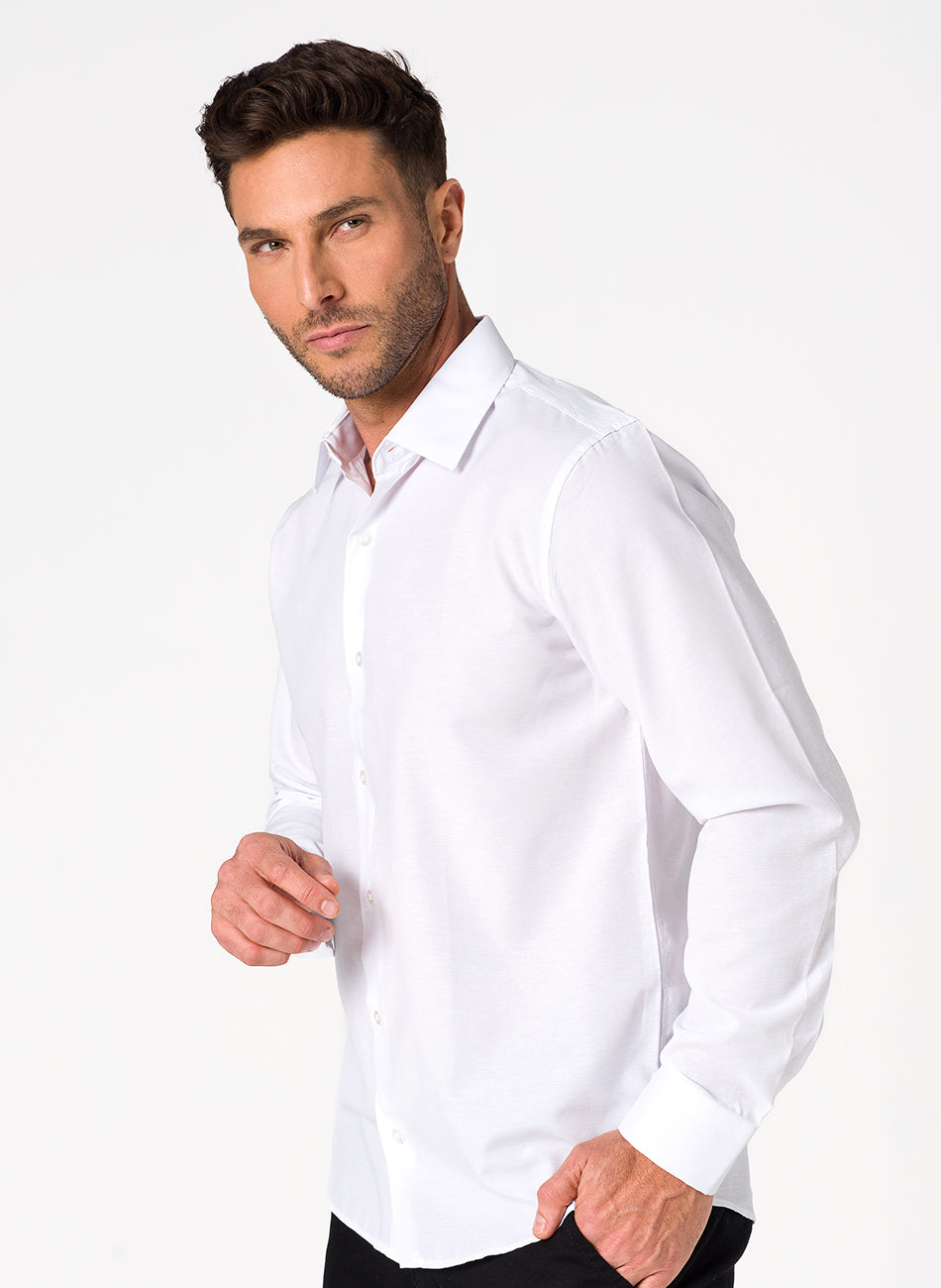 Camisa Passa Fácil Manga Longa - Branca