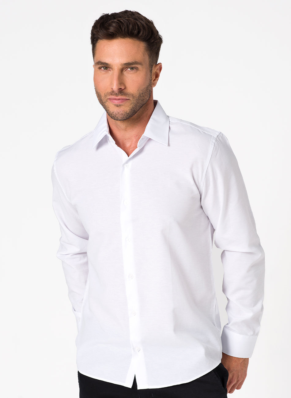 Camisa Passa Fácil Manga Longa - Branca