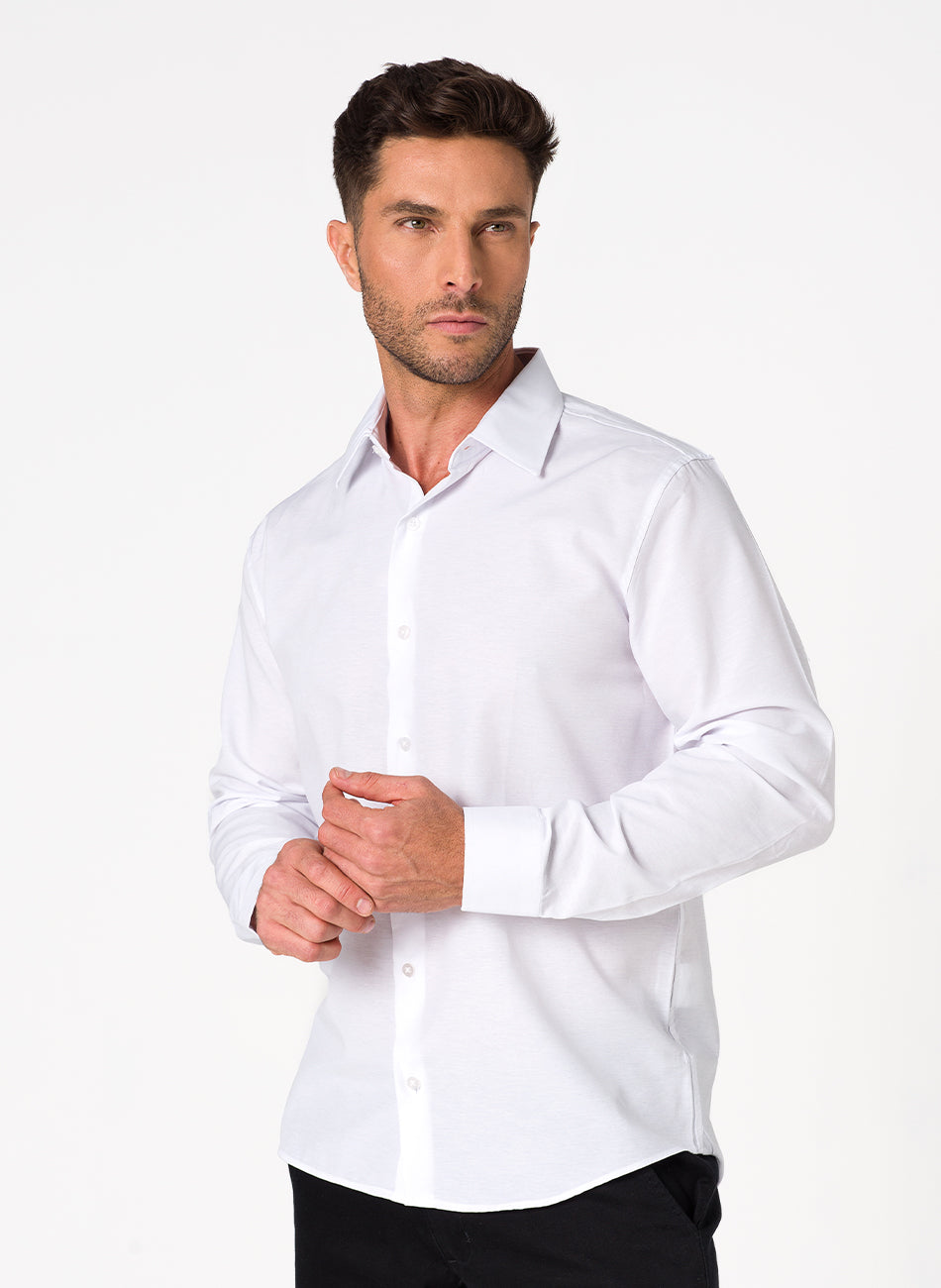 Camisa Passa Fácil Manga Longa - Branca
