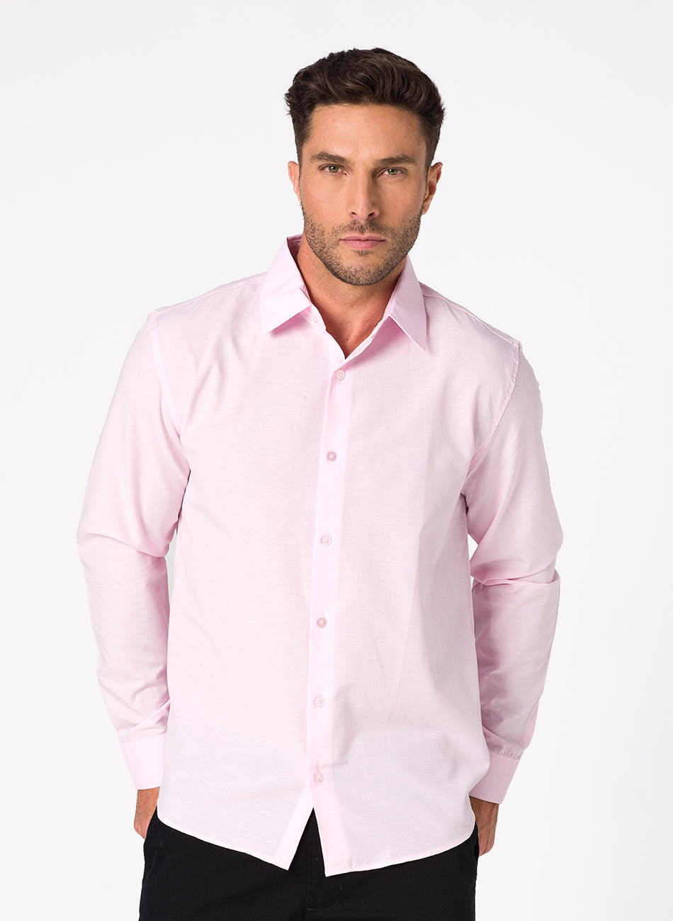 Camisa Passa Fácil Manga Longa - Rosa