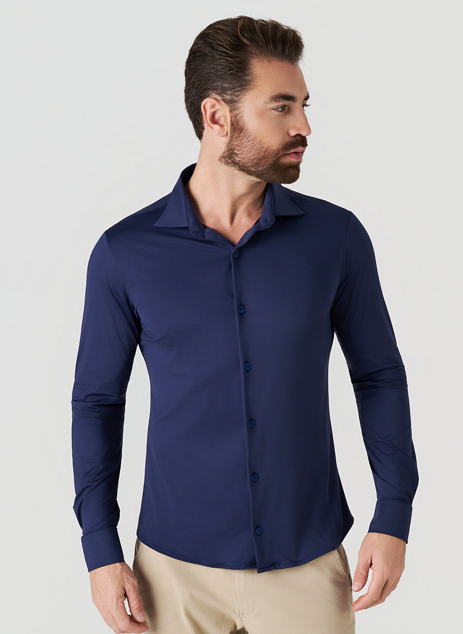 Camisa Tech - Não precisa passar - Marinho - Azul Marinho - Foto 3 | Haag