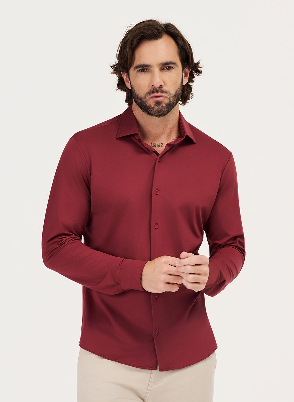 Camisa Tech - Não precisa passar - Vinho