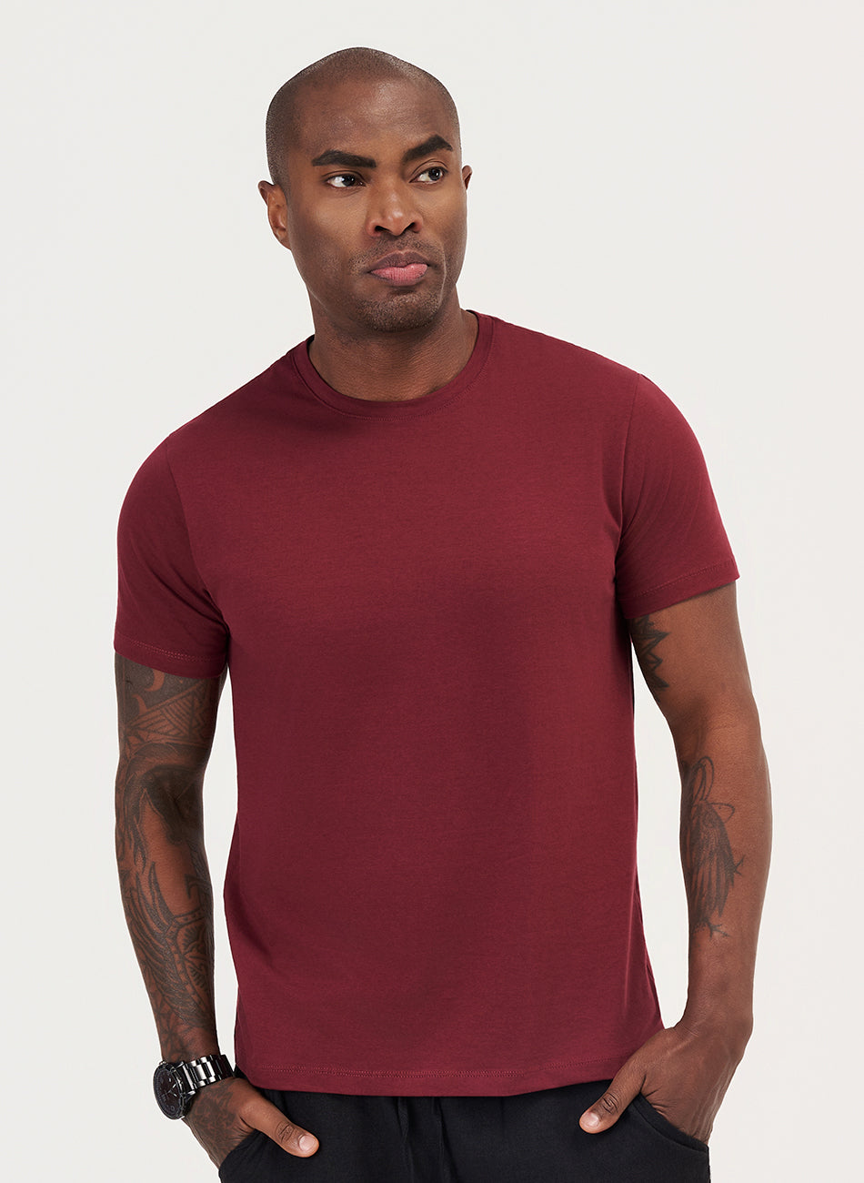 Kit 3 - Camiseta Algodão Egípcio - Branca/Preta/Vinho - Vinho | Haag