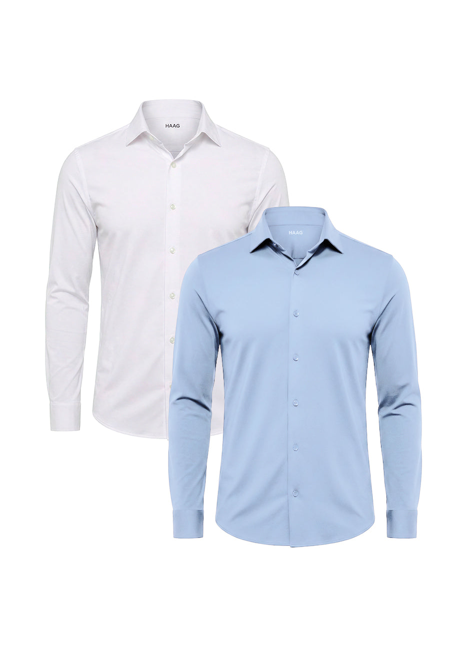 Kit 2 - Camisa Tecnológica - Branca/Azul Claro