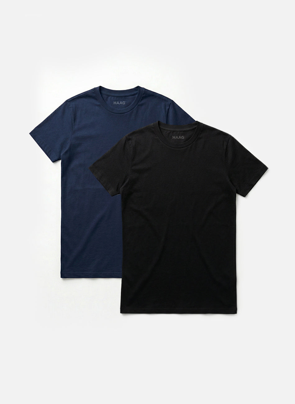 Kit 2 - Camiseta Algodão Egípcio - Preto/Marinho