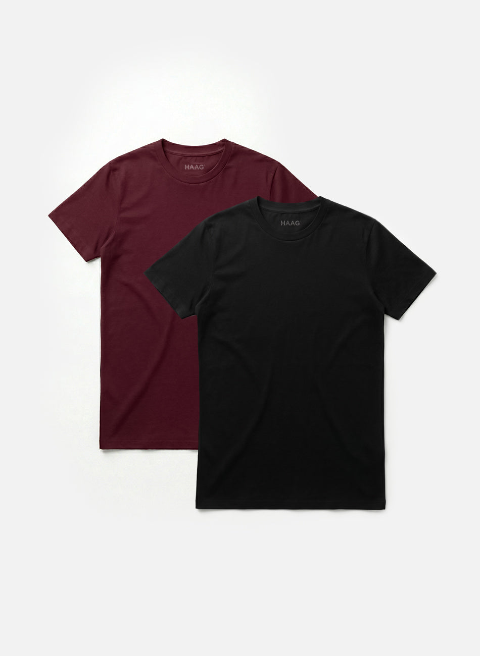 Kit 2 - Camiseta Algodão Egípcio - Preto/Vinho