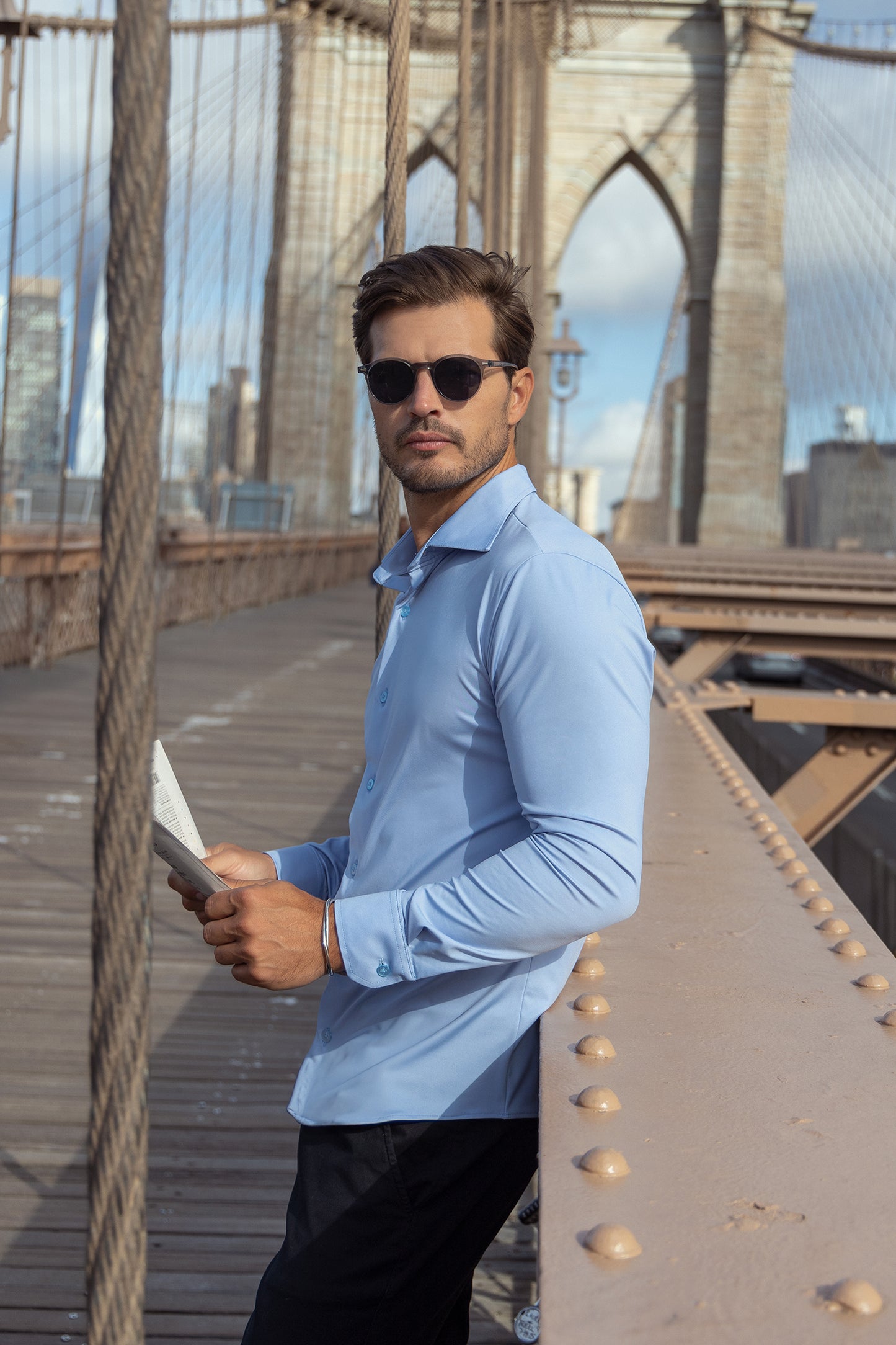 Camisa Tech - Não precisa passar - Azul Claro