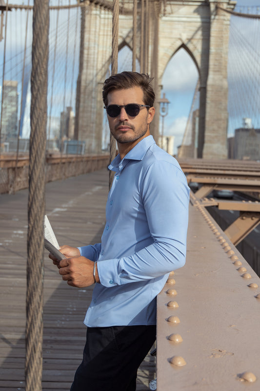 Camisa Tech - Não precisa passar - Azul Claro