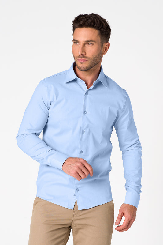 Camisa Passa Fácil Manga Longa  - Azul Claro