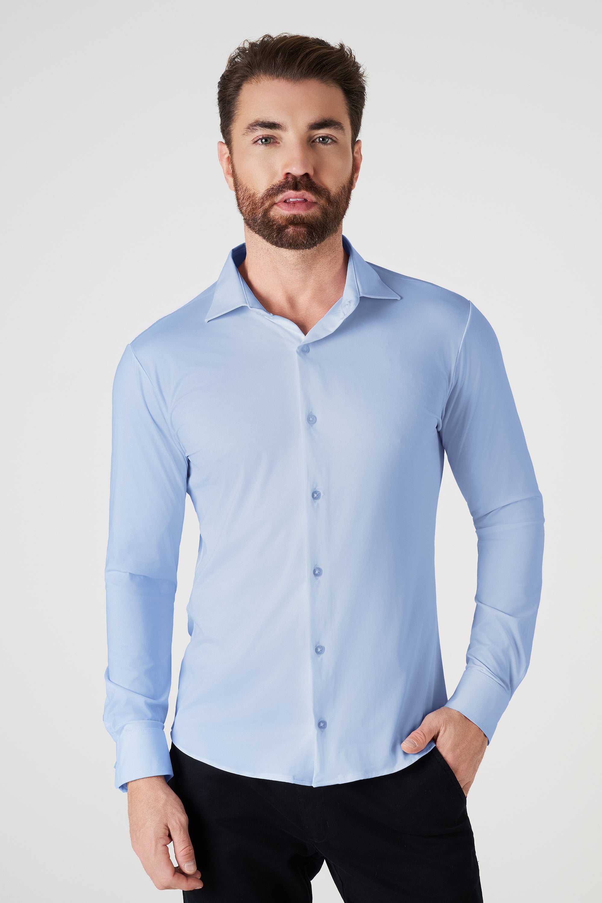 Camisa Tech - Não precisa passar - Azul Claro