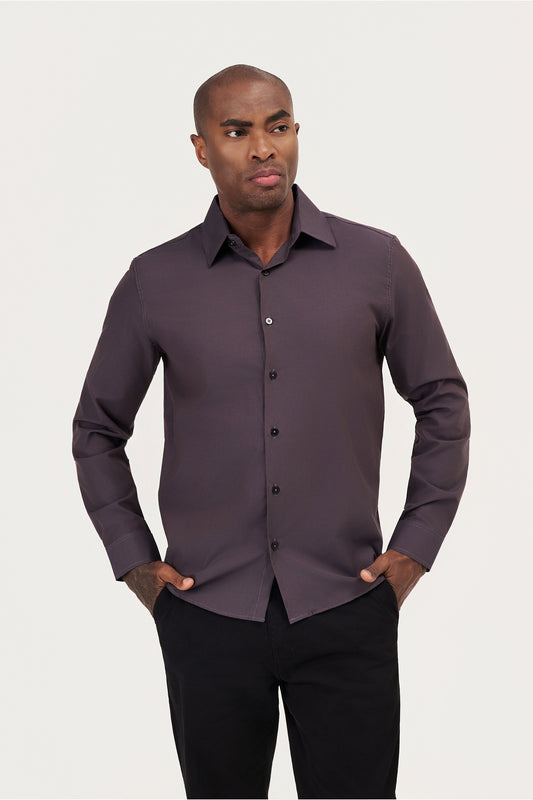 Camisa Passa Fácil Manga Longa - Chumbo