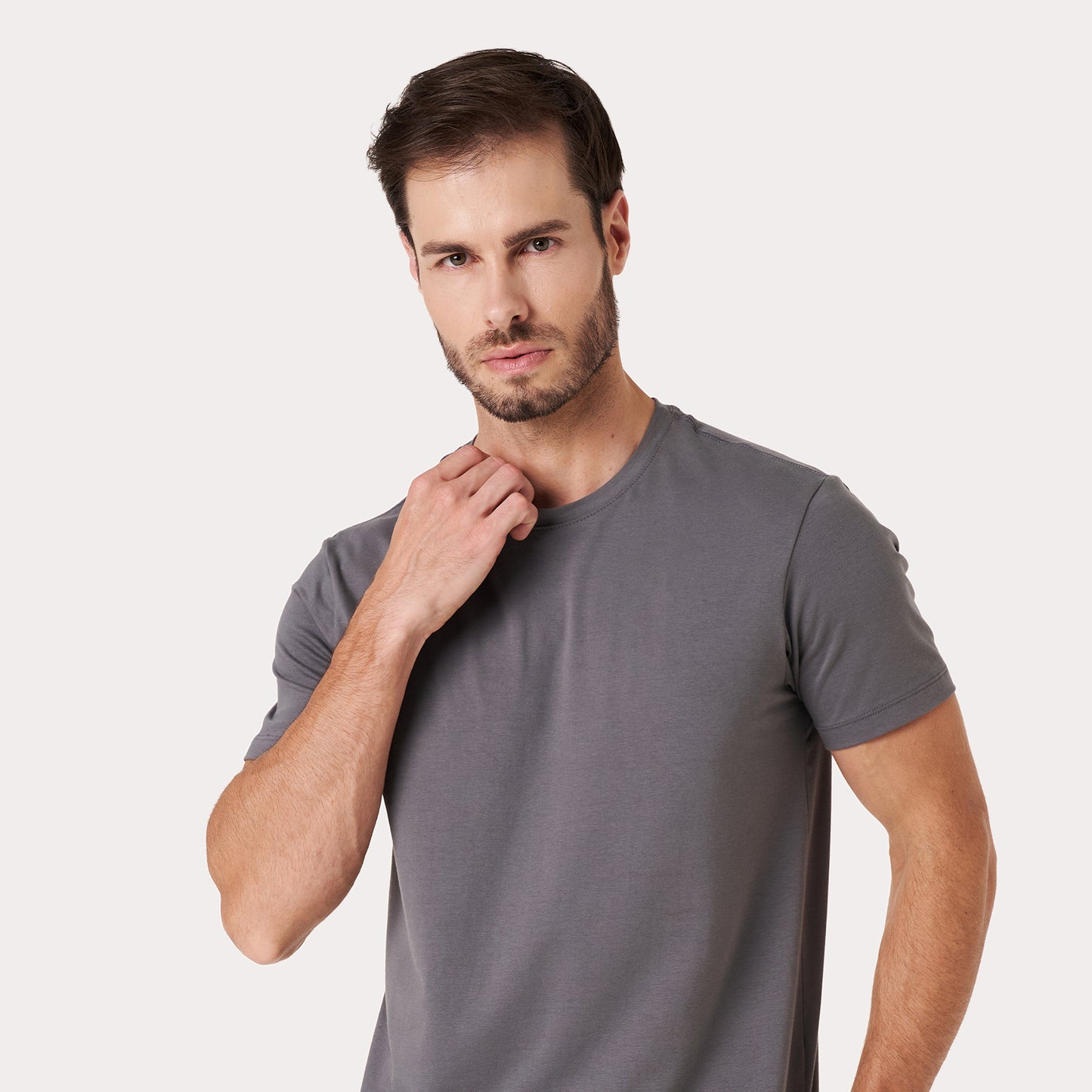Kit 3 - Camiseta Algodão Egípcio - Branca/Preta/Cinza