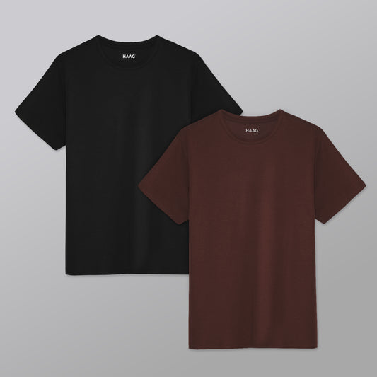 Kit 2 - Camiseta Algodão Egípcio - Preto/Chocolate