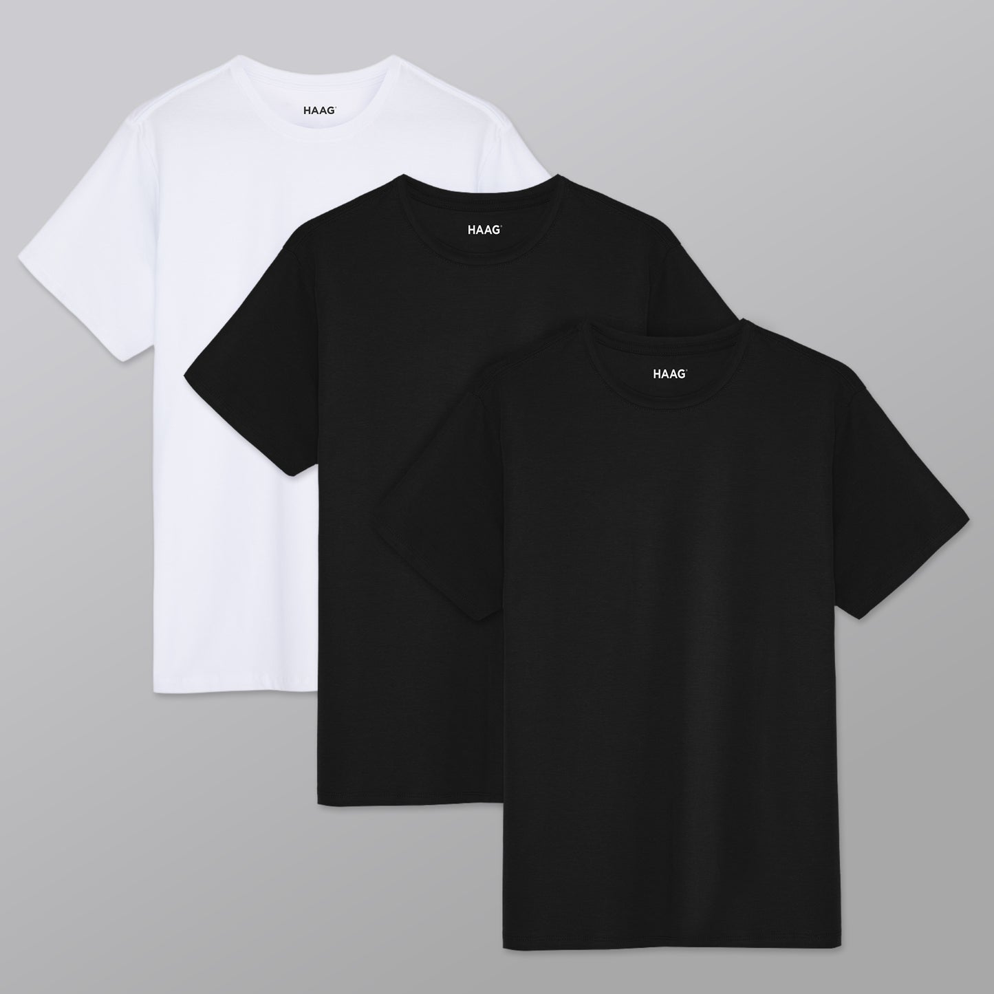 Kit 3 - Camiseta Algodão Egípcio - Branca/Preta/Preta