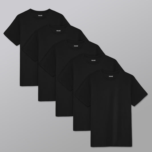 Kit 5 - Camiseta Algodão Egípcio - Preta