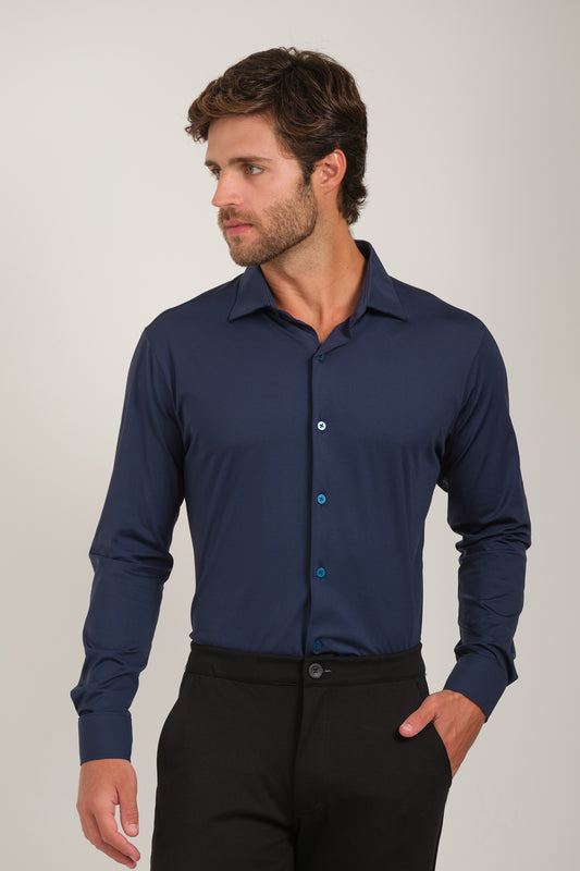 Camisa Tech  - Não precisa passar - Azul Marinho