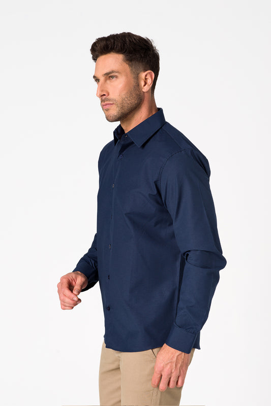 Camisa Passa Fácil Manga Longa - Marinho