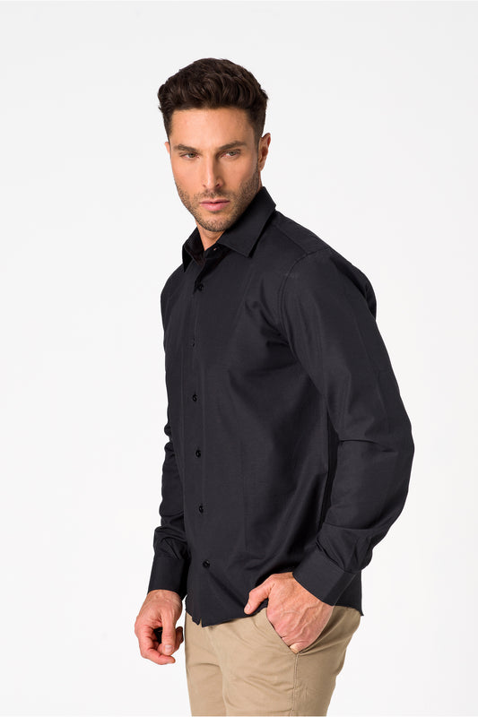 Camisa Passa Fácil Manga Longa - Preta