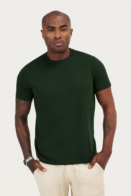Camiseta Algodão Egípcio - Verde Militar