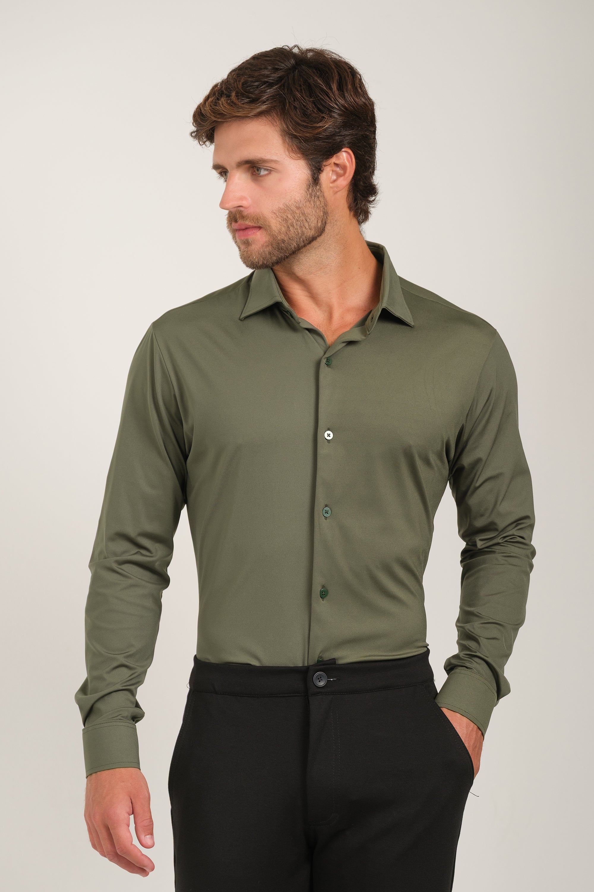 Camisa Tech - Não precisa passar - Verde Militar