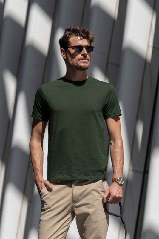 Camiseta Algodão Egípcio - Verde Militar