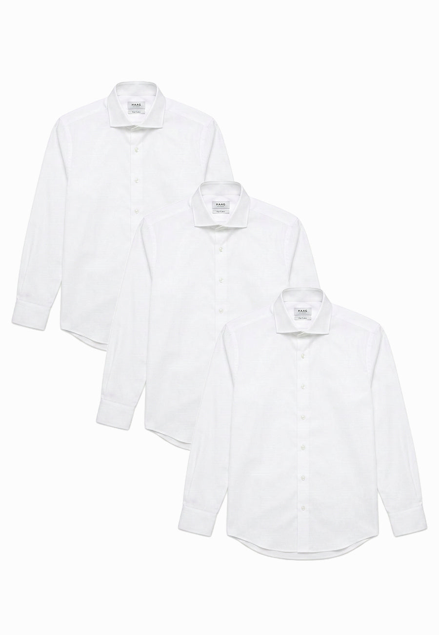 Kit 3 - Camisa Passa Fácil Manga Longa - Branca | Haag