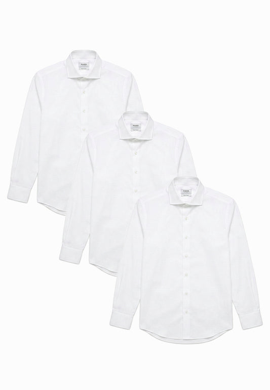 Kit 3 - Camisa Passa Fácil Manga Longa - Branca | Haag