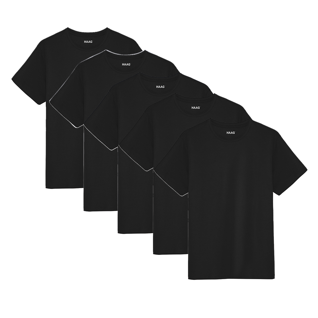 Kit 5 - Camiseta Algodão Egípcio - Preta