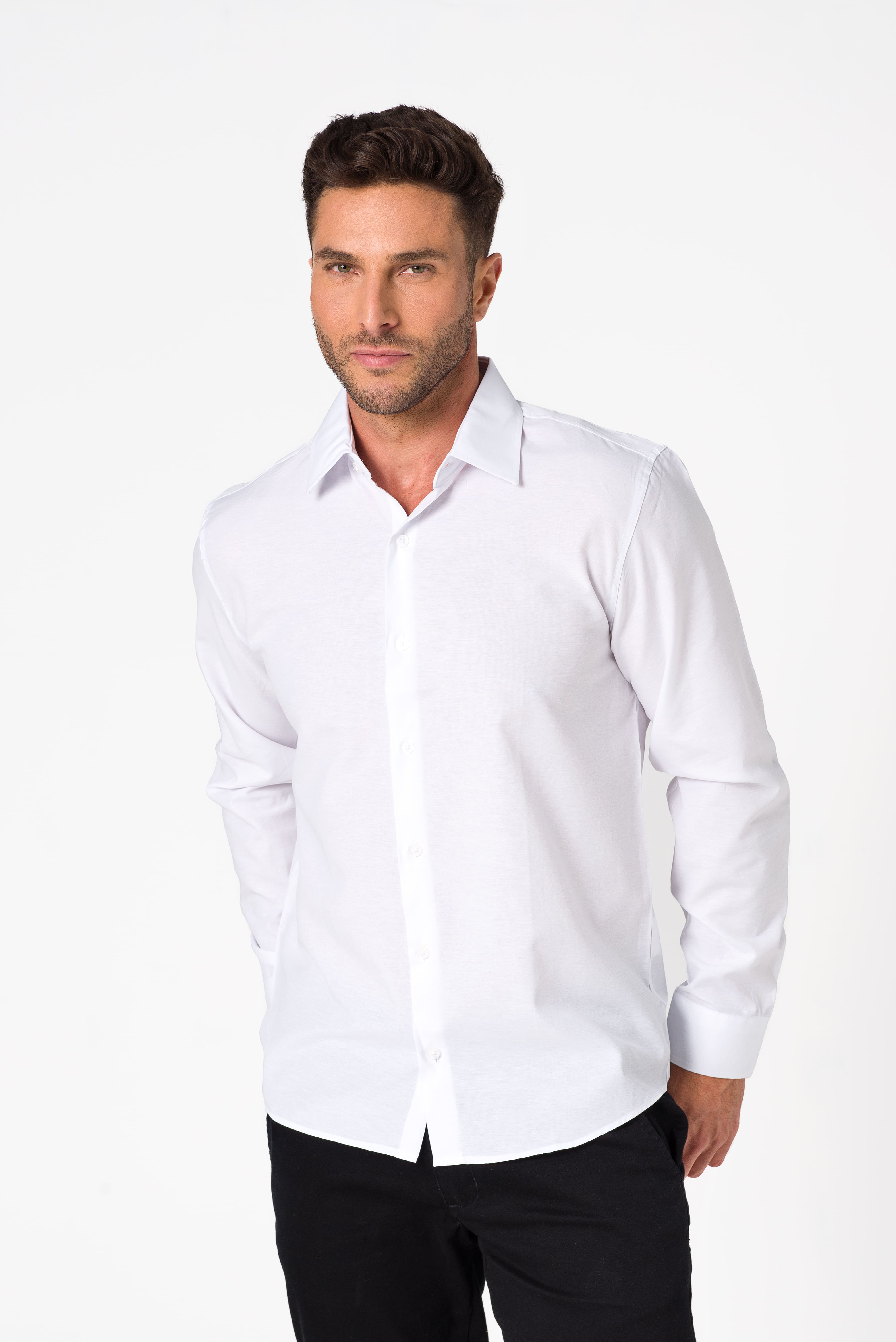 Kit 2 - Camisa Passa Fácil Manga Longa - Branca