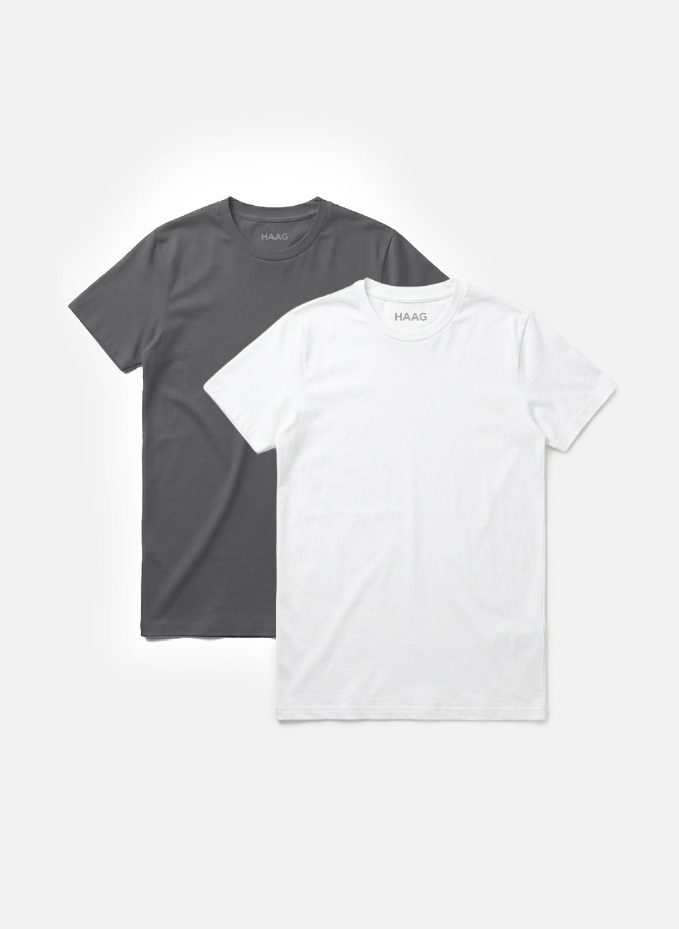 Kit 2 - Camiseta Algodão Egípcio - Branco/Cinza
