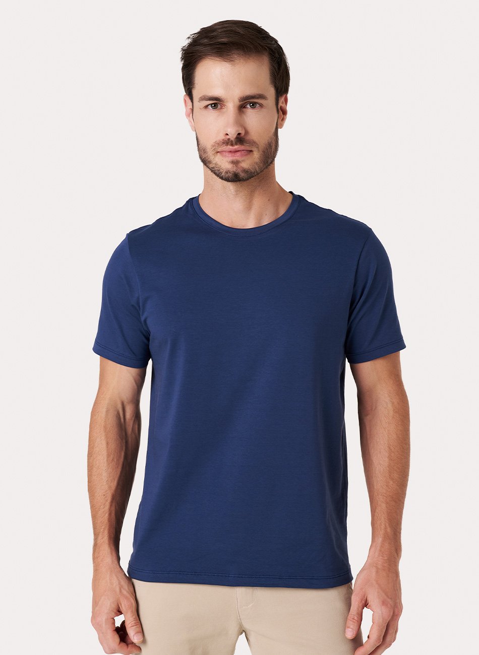 Kit 3 - Camiseta Algodão Egípcio - Azul Marinho