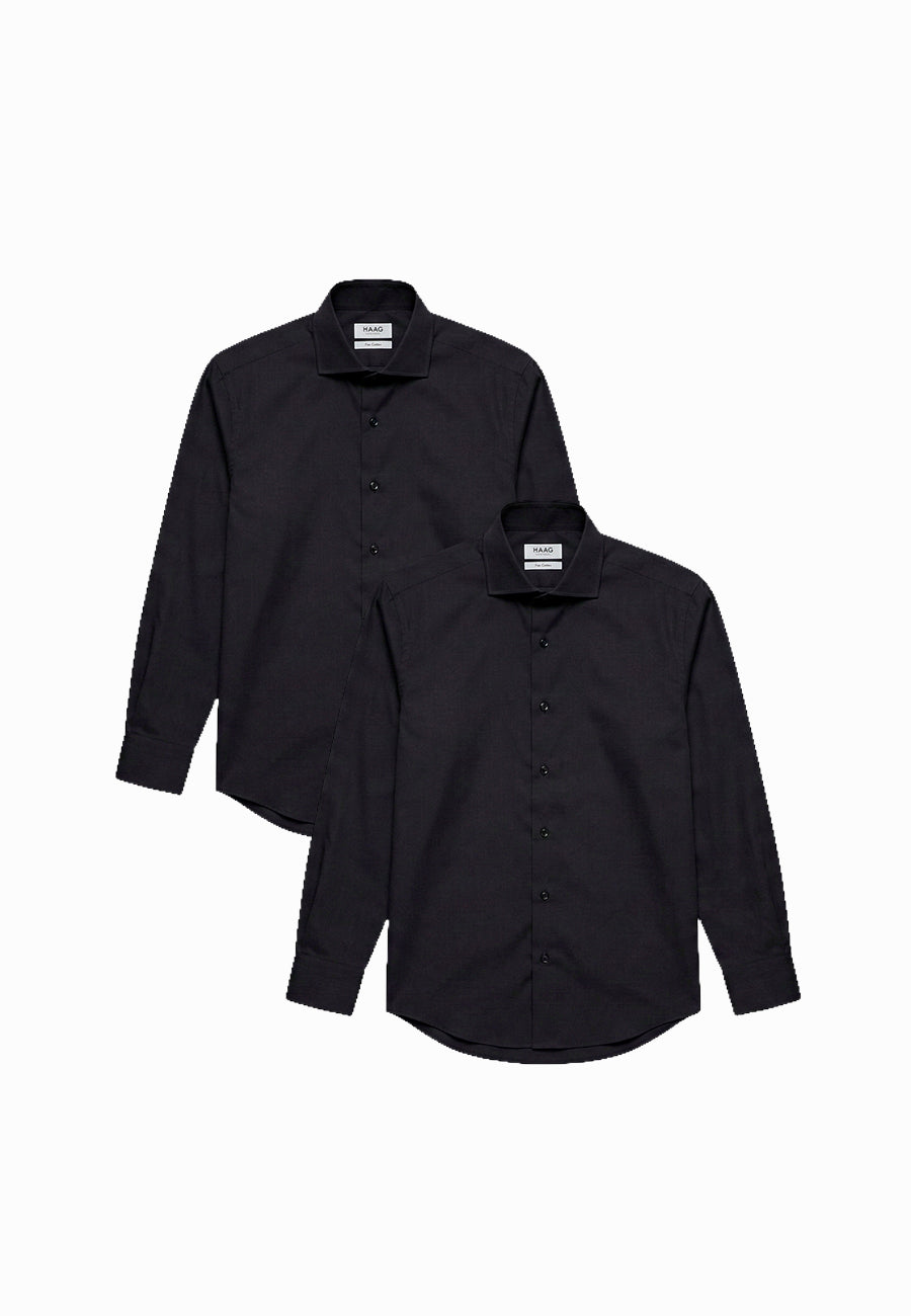 Kit 2 - Camisa Passa Fácil Manga Longa - Preta