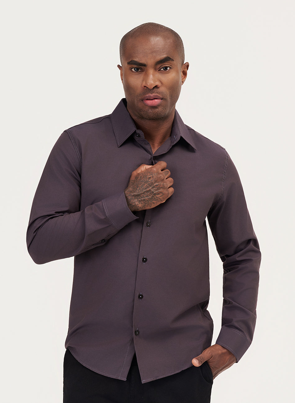 Camisa Passa Fácil Manga Longa - Chumbo