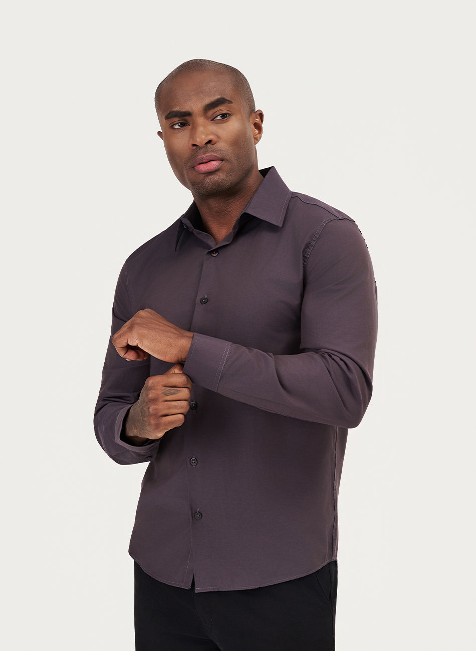 Camisa Passa Fácil Manga Longa - Chumbo - Chumbo | Haag